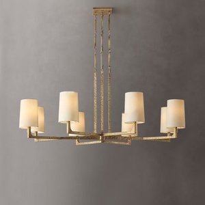 Lámpara de Araña LED de Estilo <span class=keywords><strong>Chino</strong></span> Retro Americano, Cuerpo de Cobre Dorado, Control Remoto, Doble Uso, para Sala de Estar, Comedor, Dormitorio - Product Image 1