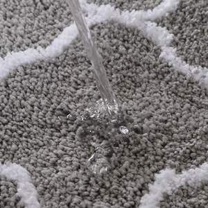 Ensemble de tapis de salle de bain au design géométrique moderne, 3 pièces, antidérapant, en polyester, tapis de douche, tapis de sol pour les toilettes - Product Image 4