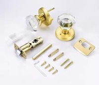 Serrure de porte en fer sphérique silencieuse de haute qualité, dorée, à clé, avec poignée en cristal poli, antivol, durable et luxueuse