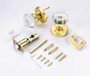 Luxury Durable Anti-Theft Polished <strong>Crystal</strong> Handle Key Operated High Quality <strong>Gold</strong> Spherical Silent Iron Door Lock - Product Image 2