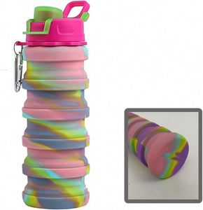 Collapsible Water Bottles Silicone Foldable Travel Water Bottle Collapsible Sports <b>Cup</b> Water Bottle with Carabiner - Product Image 5