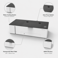 Graveur et découpeur laser CO2 portable 60W 500x300mm de bureau encastré avec caméra 4K et mise au point automatique pour machine de gravure de signalétique hôtelière