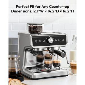 Cafetera espresso con molinillo, 20 bares, acero inoxidable, semiautomática, para uso doméstico - Product Image 6