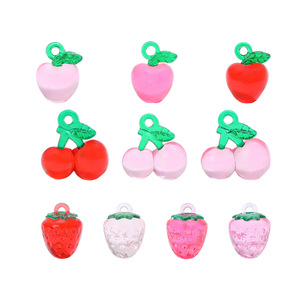 Dijes de Resina Epoxi con Forma de Fruta, Colgantes de Manzana, Cereza y Fresa, Accesorios para Manualidades, Llaveros Unisex, Joyería de Moda Invierno 2025 - Product Image 1