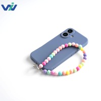 Lanière de téléphone crossbody en perles acryliques mignonnes pour iPhone porte-clés en plastique robustes et durables avec embellissement de perles