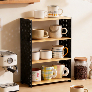 Desktop <b>shelf</b>, small bookshelf, multi-tiered storage <b>rack</b>, cup holder, tiered organizer, storage <b>rack</b>, minimalist office - Product Image 1