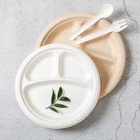 Assiettes à pizza jetables rondes de 9 pouces, 100 % compostables, écologiques, sans BPA, en pulpe de bagasse de canne à sucre, pour le stockage des aliments
