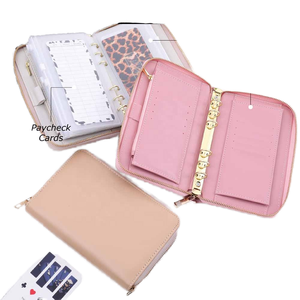 Agenda da Viaggio in Pelle PU Effetto Ciottoli Formato A7 per Donne e Ragazze, Quaderno Planner con Cerniera, Portafoglio con 6 Anelli, Idea Regalo - Product Image 1