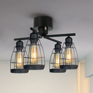 Metal Industrial Style LED Ceiling Iron Glass Farmhouse Chandelier Lighting for <b>Dining</b> Room Kitchen Modern Offices Pendant <b>Light</b> - Product Image 3