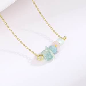 Collar de piedra Natural Halskette, collar de piedras curativas de cristal chapado en oro de 14K/18K, collar con colgante de cuarzo rosa, joyería - Product Image 3