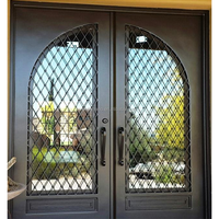 Porte d'entrée en fer forgé et verre sur mesure, style moderne du milieu du siècle, avec fonction antivol, pour villas intérieures et extérieures, garantie 3 ans