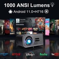 Proyector Inteligente 4K+ WiFi Netflix, Señal de TV Digital, Enfoque Automático y Corrección Trapezoidal, Audio HIFI Estéreo, Proyector Portátil para Exteriores con Películas 4K