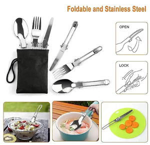Utensilios <span class=keywords><strong>de</strong></span> cocina <span class=keywords><strong>para</strong></span> acampar, juego <span class=keywords><strong>de</strong></span> cocina <span class=keywords><strong>para</strong></span> acampar con cuchillo y tenedor <span class=keywords><strong>de</strong></span> acero inoxidable, <span class=keywords><strong>accesorios</strong></span> <span class=keywords><strong>para</strong></span> equipos <span class=keywords><strong>de</strong></span> cocina <span class=keywords><strong>para</strong></span> campamento - Product Image 5