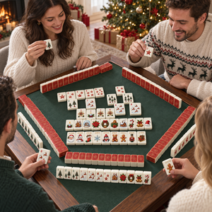 Jeu de Mahjong Américain de Noël – Tuiles Festives en Acrylique avec Dos Flocon de Neige <span class=keywords><strong>Rouge</strong></span> – Jeu de Fête pour Soirées Hivernales Confortables - Product Image 6