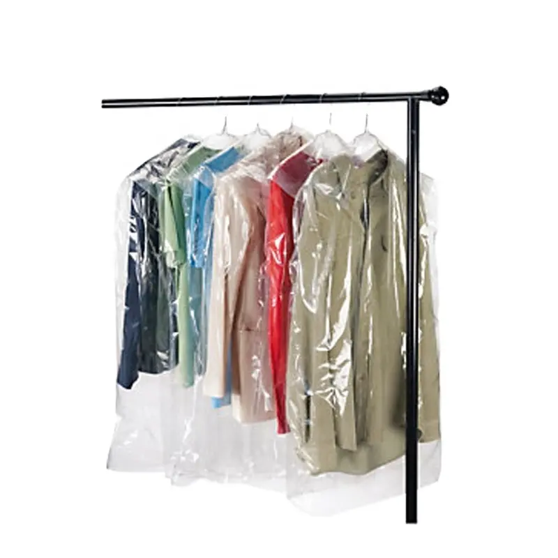 Wholesale OEM Clear PE LDPE Poly Suit Garment Packaging Dry Cleaning Cover Plastic Bag For Hotel Laundry