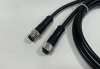 Conector M12 Impermeable de 2, 3, 4, 5, 6 y 8 Pines, Macho y Hembra, Blindado, Circular, Sobremoldeado, con Bloqueo de Rosca, Contacto de Cobre, IP67, OEM