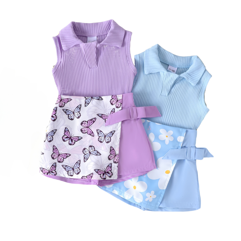 Girls Summer Set Children Wear Baby Girl Clothes Fashion Vest Skirt Outfits Little Girls Clothing Sets Kids Clothes 2pcs