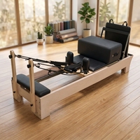 Lit de Pilates Reformer en bois d'érable massif durable avec kit d'accessoires complet, machine de renforcement musculaire à rail silencieux pour studio et entraînement à domicile