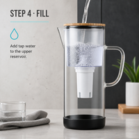 Teko Filter Kaca Ramah Lingkungan Pemurni Air dengan Layar Digital, Terdaftar NSF, Ketel Filter, Ionizer Dapur