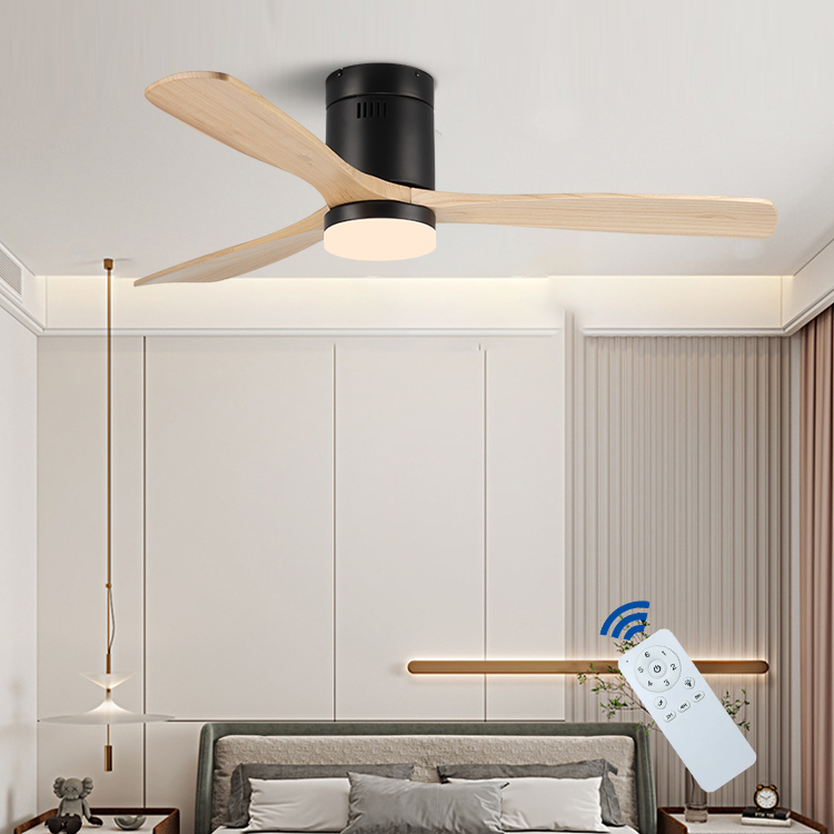 Factory Sells Nordic Style Minimalist Restaurant Living Room Solid Wood Led Ceiling Fan Lights