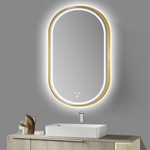 <span class=keywords><strong>Espejo</strong></span> de <span class=keywords><strong>baño</strong></span> inteligente <span class=keywords><strong>LED</strong></span> con marco de metal de borde estrecho personalizado de fábrica con iluminación inteligente para SALÓN DE Hotel en casa - Product Image 2