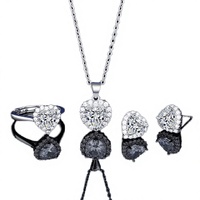 Set Anting Zirkon Tembaga Super Berkilau dengan Berlian Simulasi Mikro-inlaid Berbentuk Hati Gaya Eropa Amerika Terlaris dari Wish