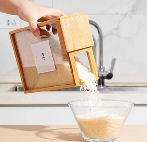 <strong>Wooden</strong> <strong>Storage</strong> <strong>Box</strong> with Dispenser for Kitchen Food Nutty Coffee Bean Cereal Container - Product Image 4