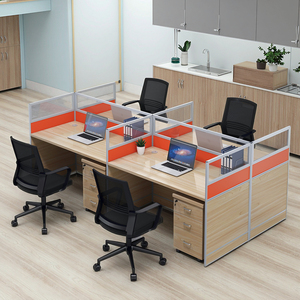 Meja partisi komputer kayu Modular 4-kursi Modern untuk rumah Hotel Rumah Sakit kantor bangunan sekolah kantor stasiun kerja - Product Image 3
