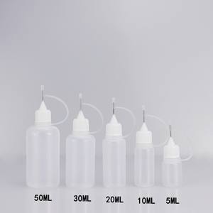 Flacon compte-gouttes en plastique translucide réutilisable pour les gouttes oculaires, les huiles, les contenants souples à presser, les flacons compte-gouttes à colle avec embout en aiguille - Product Image 6