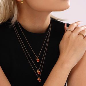 Collier en acier inoxydable plaqué or 18 carats avec pierre naturelle vintage pour filles - Vente en gros - Product Image 3