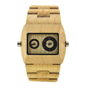Montre à quartz carrée en bois faite à la main de vente chaude montre-bracelet à la mode - Product Image 4