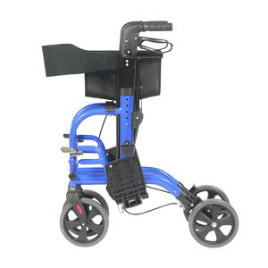 Andador y silla de transporte 2 en 1, silla de ruedas plegable, ayuda para caminar con cinturón de seguridad y reposapiés desmontable - Product Image 5