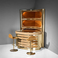 Armoire à vin d'angle design italien Ensemble tabouret de bar haut de gamme en daim Art Bar Hôtel de luxe Villa Family Art Armoire haute