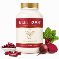 Capsules de poudre de racine de betterave de marque privée OEM, extrait de betterave 1300MG, soutien énergétique et immunitaire