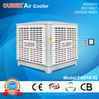 Refroidisseur d'air évaporatif fixe OUBER 18000m³/h avec sortie par conduit, 3 volets, pour parking et hôtel, climatisation par pompe