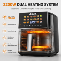 Friteuse à air numérique 8L 2000W, quatre modes de chauffage par circulation d'air, 16 programmes prédéfinis, fenêtre visible, corps en acier inoxydable, cuisson sans huile