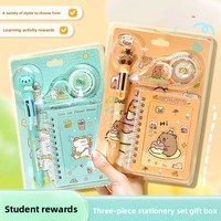 Ensemble de papeterie de dessin animé, stylo à bille six couleurs, trousse de correction trois pièces, cadeaux de récompense pour étudiants, fournitures scolaires, modèle MC