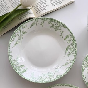 Venta al por mayor de vajilla de cerámica con estampado de lirios del valle en verde pastoral de lujo ligero, taza de café, plato occidental. - Product Image 4