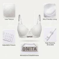 Bra Wanita Transparan Berenda Lingerie Lace Push Up Berhias Berlian Imitasi Model Convertible