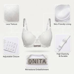 Lencería Transparente <span class=keywords><strong>de</strong></span> Encaje para Mujer, Sujetador Push-Up con Pedrería, Sujetador Convertible - Product Image 5