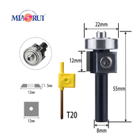 Mata Bor Router Miaorui 8mm Shank Flush Trim, Pisau Ganda yang Dapat Diganti, Pemotong Kayu, Alat Ukiran CNC