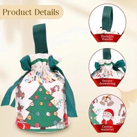 Sacs cadeaux de Noël à cordon avec poignée, sacs en toile réutilisables pour cadeaux de Noël