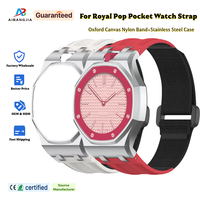 Edelstahl-Lünette, Stoff-Canvas-Armband für Royal Pop AP Uhr, Sportliches Langlebiges Outdoor-Nylonband mit Klettverschluss