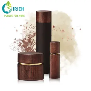 Guci Krim Bubuk Kosmetik Akrilik Beku 200G Kustom dengan Tutup Bambu