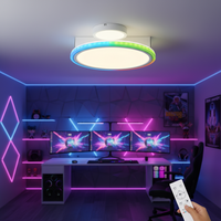 Plafonnier LED intelligent WiFi Tuya 24W RGBCW, moderne, à commande vocale via Alexa/Google pour salon - Vente Flash
