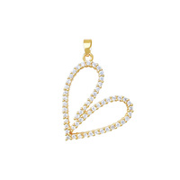 [Copper True Gold] Pendentif en zircon micro-incrusté, grand cœur exagéré, simple, fait main, pour bijoux DIY transfrontaliers, Matchi