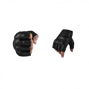 Guantes de Cuero Negro para Levantamiento de Pesas, Medios Dedos, con Correa Ajustable para Muñeca, para Gimnasio y Entrenamiento - Product Image 3