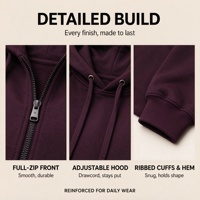 Vente en gros de sweats à capuche surdimensionnés pour hommes, personnalisés, en molleton brossé épais, fermeture éclair intégrale, OEM, marque privée