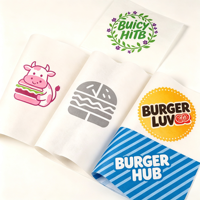 Kertas Pembungkus Anti Air dan Anti Minyak untuk Hamburger, Sandwich, BBQ, Takeaway, Grosir, Kertas Anti Minyak Custom