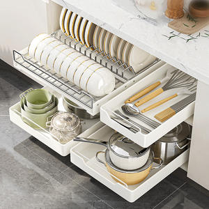 Organisateur d'armoire en acier au carbone avec tiroir <span class=keywords><strong>coulissant</strong></span> de taille réglable pour étagère de <span class=keywords><strong>rangement</strong></span> de <span class=keywords><strong>cuisine</strong></span> - Product Image 1